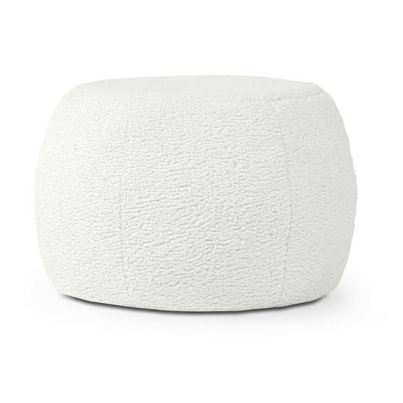 Shearling Pouf Ottoman - Faux-Lamb Plush Footrest - Modern Home Decor - Small Cloud Pouf for Living Room, Bedroom, Cozy Accent Furniture