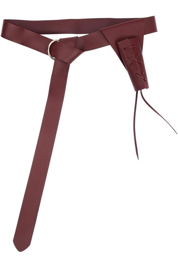 Sheath Belt Black PU Leather Medieval Retro Adjustable Waist Protective Cover Case Shoulder Back Brown