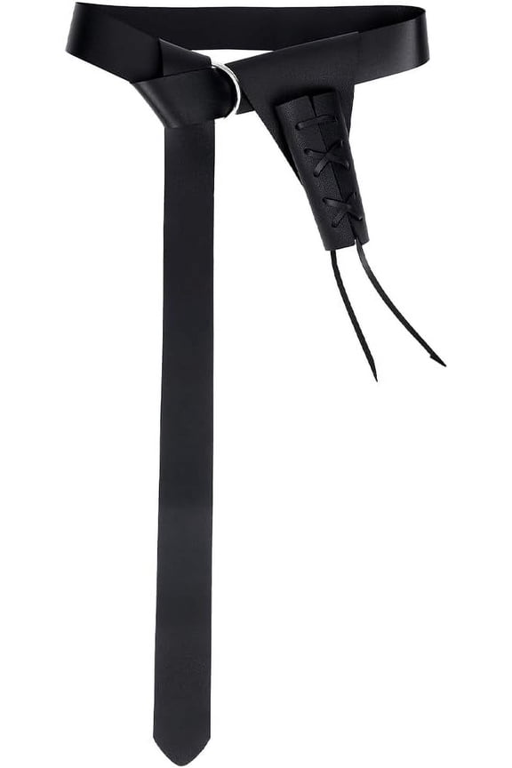 Sheath Belt Black PU Leather Medieval Retro Adjustable Waist Protective Cover Case Shoulder Back DIY Black