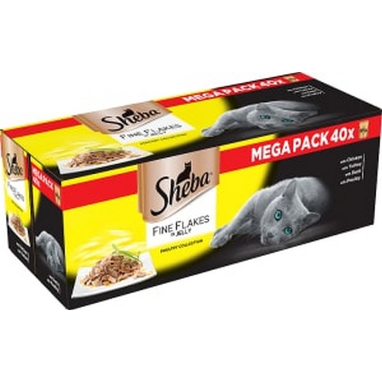 Sheba Fine Flakes Cat Pouches Poultry Collection in Jelly Cat Food 40x85g Bulk Pack 1 Case