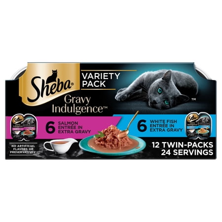 Sheba Gravy Indulgence Entree in Extra Gravy Variety Pack Cat Food, 2.6 oz Twin-Pack Trays