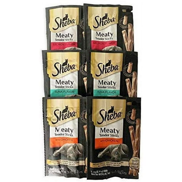 SHEBA Meaty Tender Sticks Mixed Cat Treats Tuna, Salmon, Chicken, 30