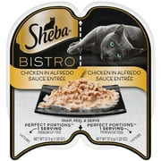 Sheba Perfect Portions Bistro Adult Wet Cat Food, Chicken in Alfredo Sauce Entree, 2.6 oz Twin-Pack Tray