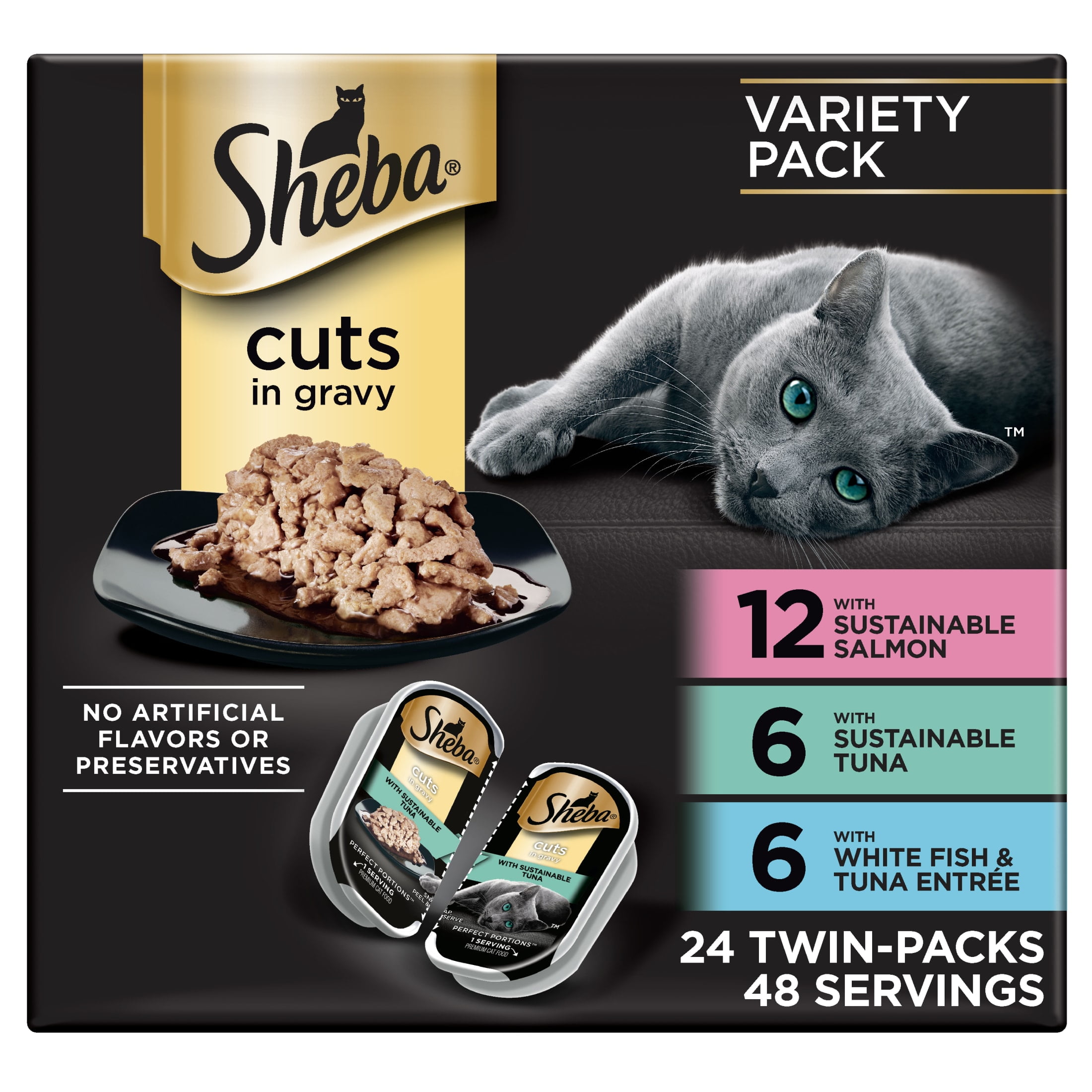 Sheba Perfect Portions Wet Cat Food, Chicken Variety Pack, 1.32 oz Trays (24 Pack)