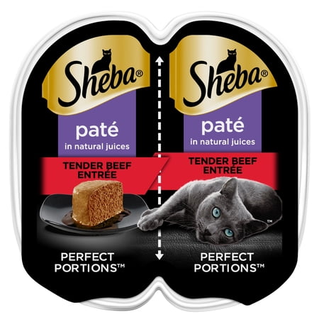 Sheba Perfect Portions Tender Beef Entree Wet Cat Food Pate, 2.6 oz Twin-Pack Tray