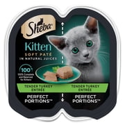 Sheba Perfect Portions Turkey Entree Kitten Wet Cat Food Pate, 2.6 oz Twin Pack Tray