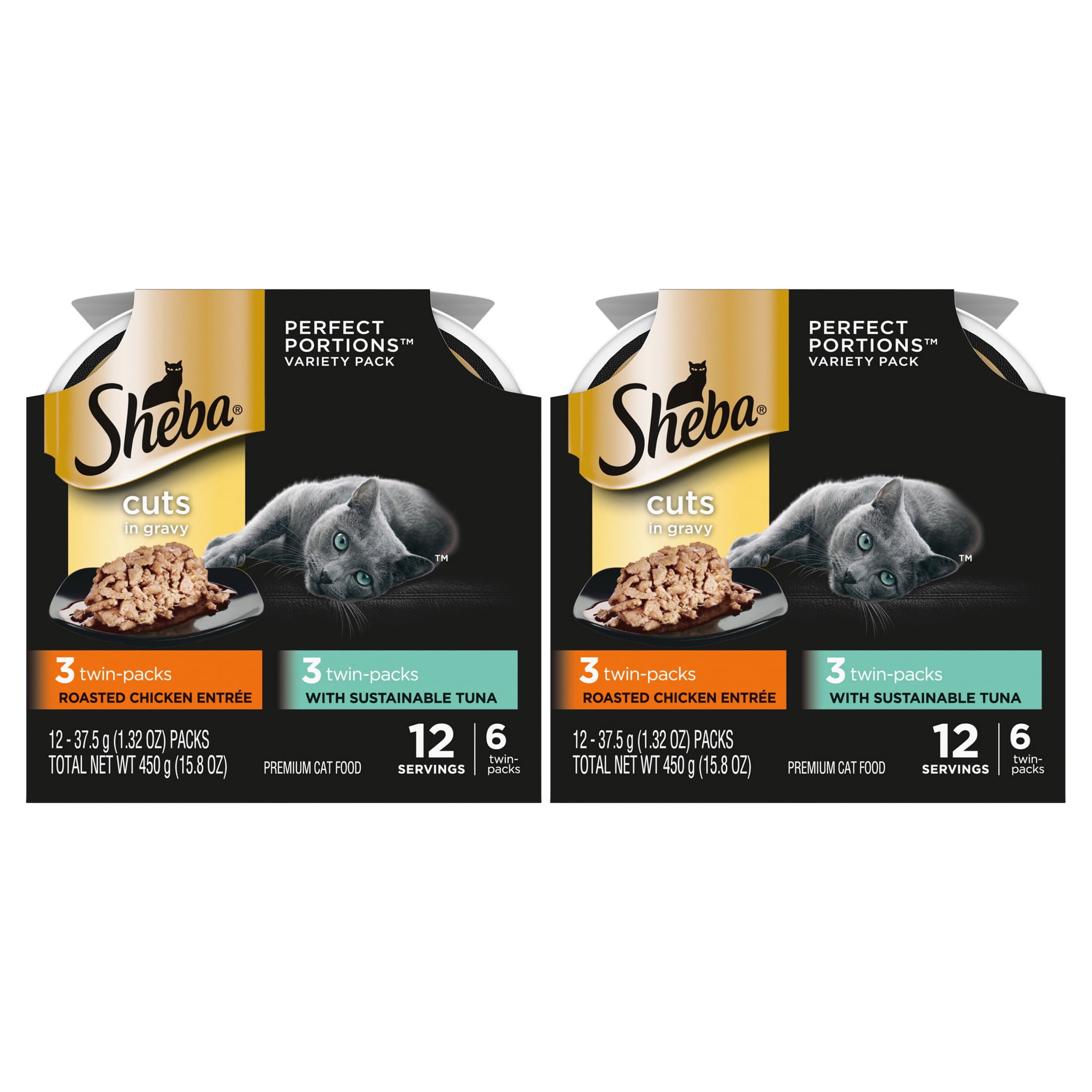 (2 pack) Sheba Perfect Portions Cuts Wet Cat Food Variety Pack for
