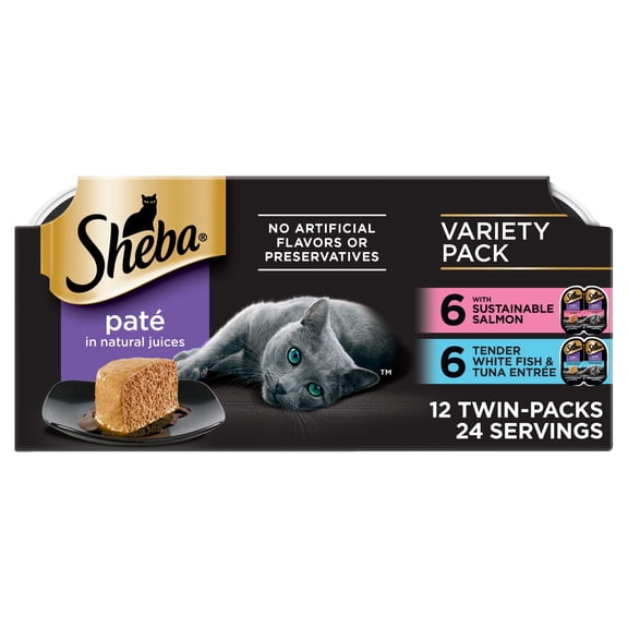 Sheba Perfect Portions Wet Cat Food Pat Variety Pack, 2.6 Oz., 12 Twin-Pack Trays