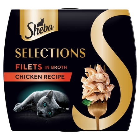 Sheba Selections Filets In Broth Chicken Flavor Wet Cat Food Meal Complement, 1.3 Oz Cup