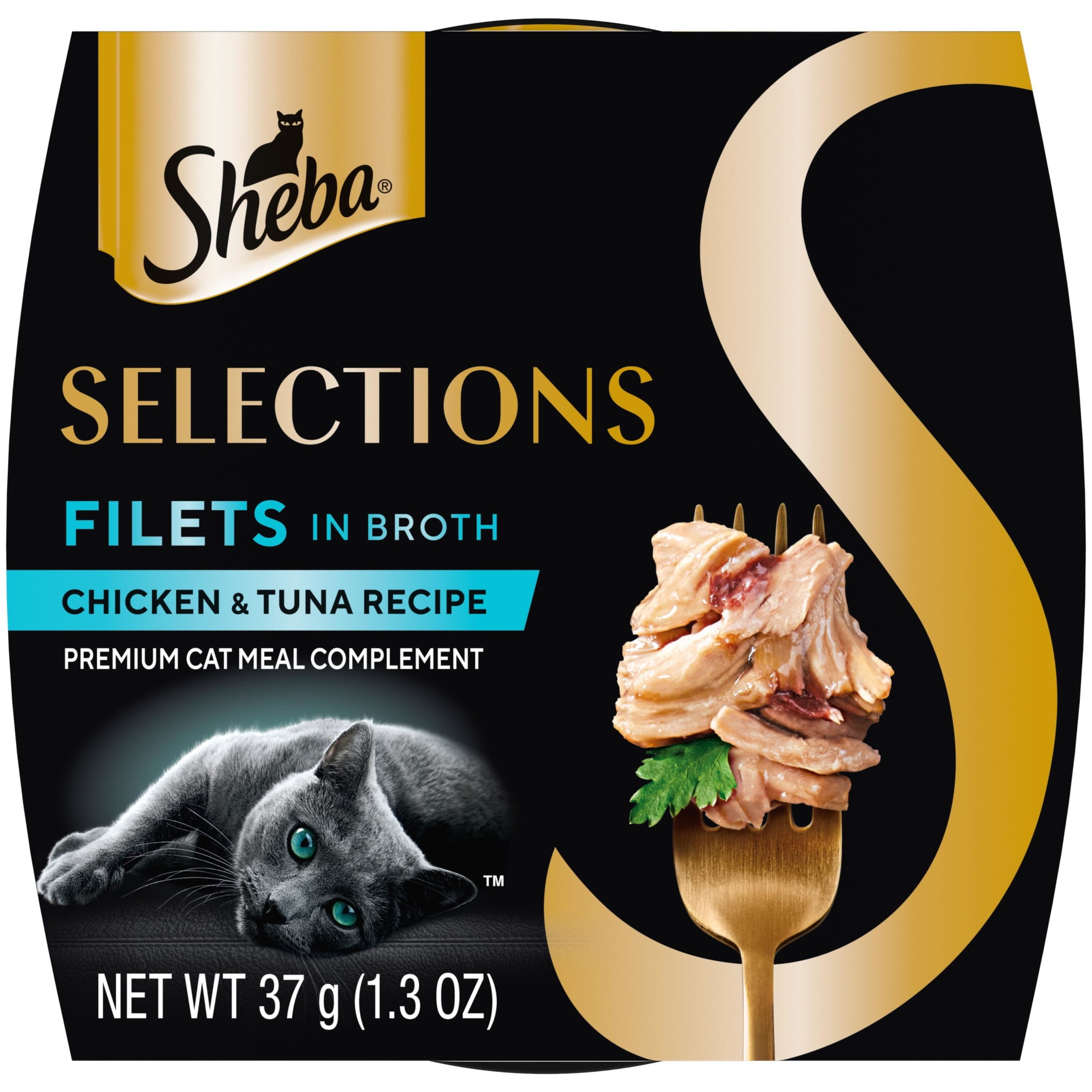Sheba Selections Filets In Broth Chicken & Tuna Flavor Wet Cat Food Meal Complement, 1.3 Oz Cup
