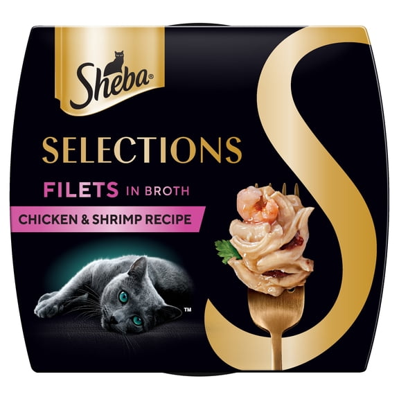 Sheba Selections Filets in Broth Cat Meal Complement Chicken & Shrimp Recipe, 1.3 oz., Case of 12