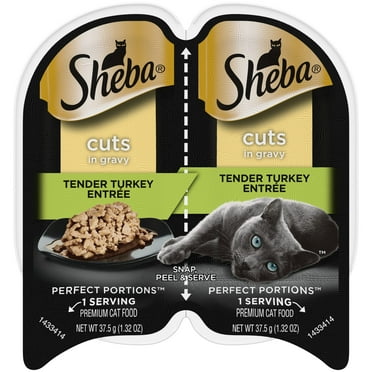 Sheba Wet Cat Food Cuts In Gravy Tender Turkey Entree,  2.6 Oz. Perfect Portions Twin-Pack Trays