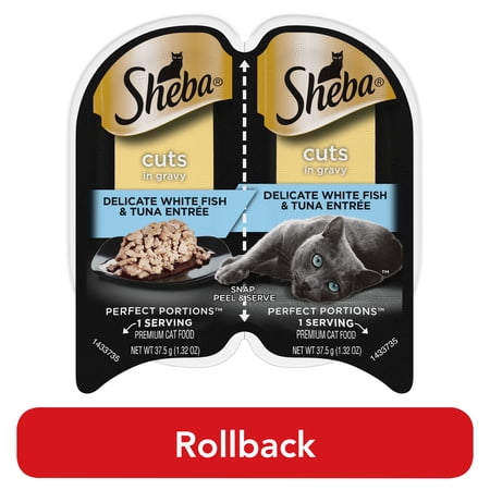 Sheba Perfect Portions White Fish & Tuna Cuts In Gravy Cat Food, 2.6 Oz Twin-Pack Trays