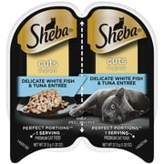 Sheba Wet Cat Food Cuts in Gravy Delicate White Fish & Tuna Entree, 2.6 oz Perfect Portions Twin-Pack Tray