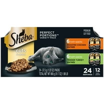 Sheba Wet Cat Food Cuts in Gravy Variety Pack, Roasted Chicken Entree and Tender Turkey Entree, (12) 2.6 oz. Perfect Portions Twin-Pack Trays