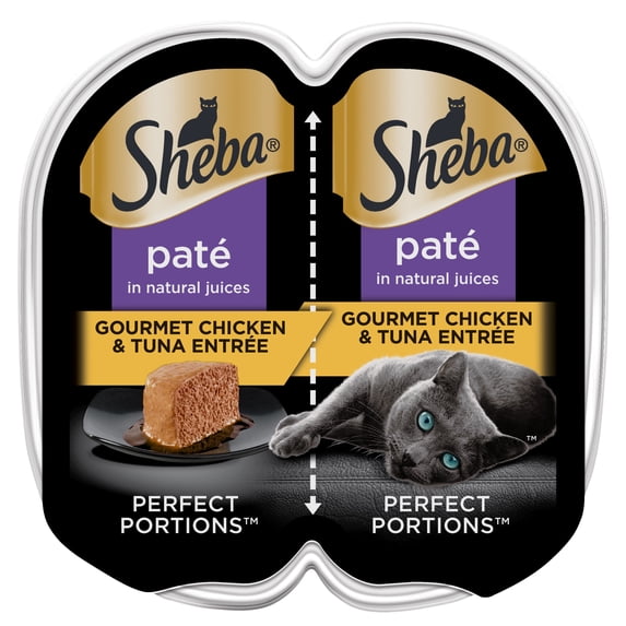 Sheba Perfect Portions Gourmet Chicken And Tuna Wet Cat Food Pate, 2.6 Oz Twin-Pack Tray