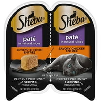 Sheba Wet Cat Food Pate, Savory Chicken Entree, 2.6 oz Perfect Portions Twin Pack Tray
