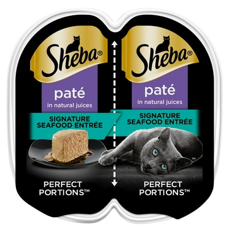 Sheba Wet Cat Food Pate, Signature Seafood Entree, 2.6 oz Perfect Portions Twin Pack Tray