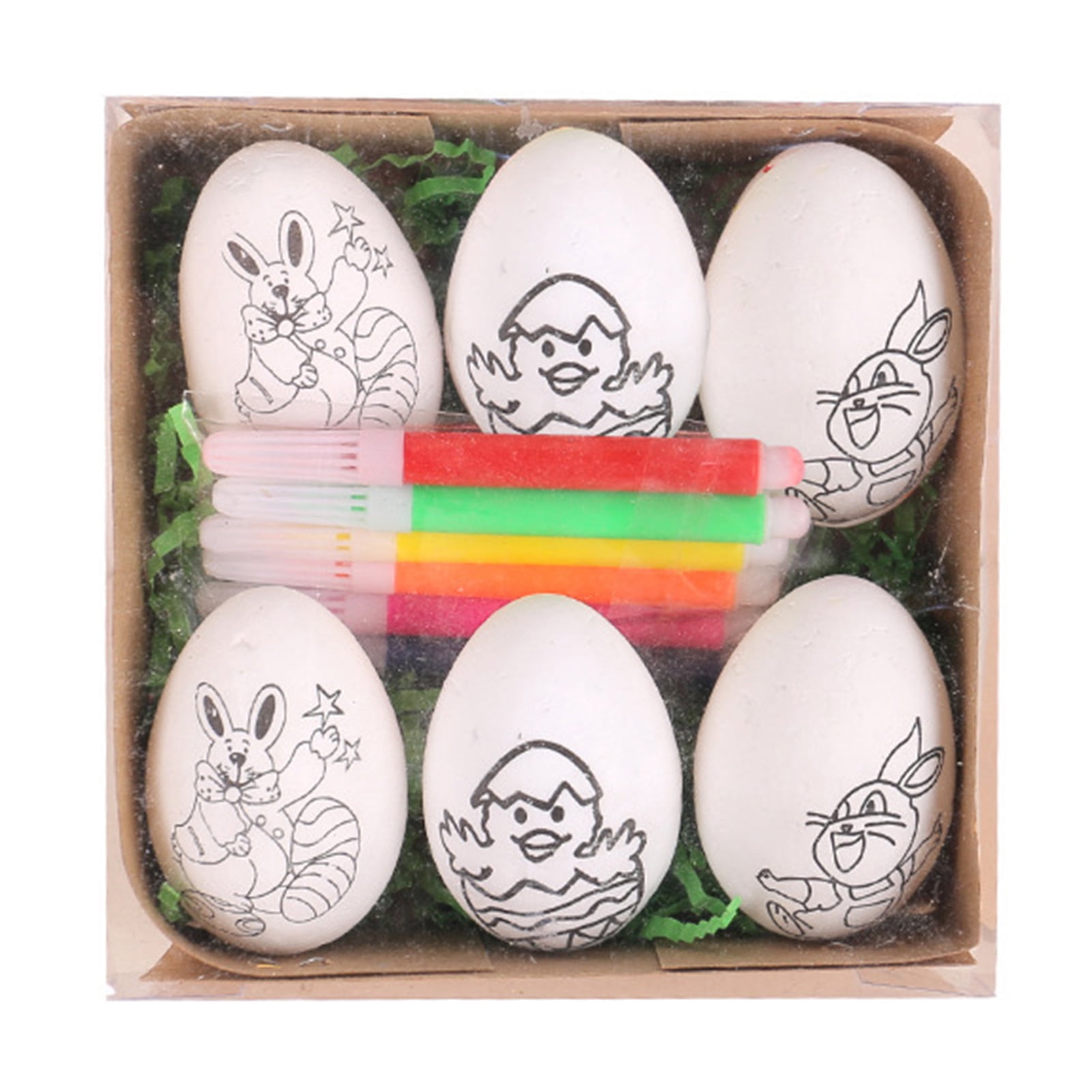 Shebeky 1 Set Easter Egg Painting Kit Creative Cartoon Easter Egg