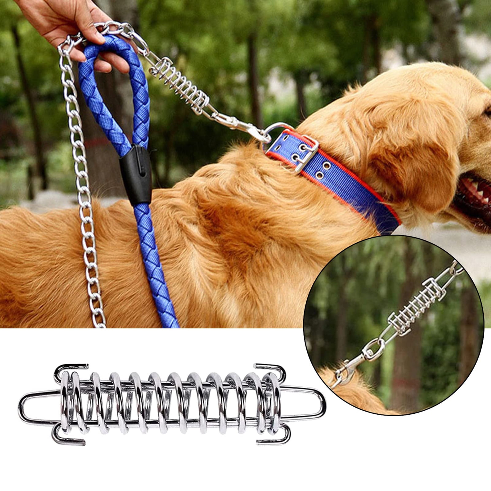 Shebeky Dog Leash Shock Absorbing Spring Buckle Heavy Duty Steel Tent