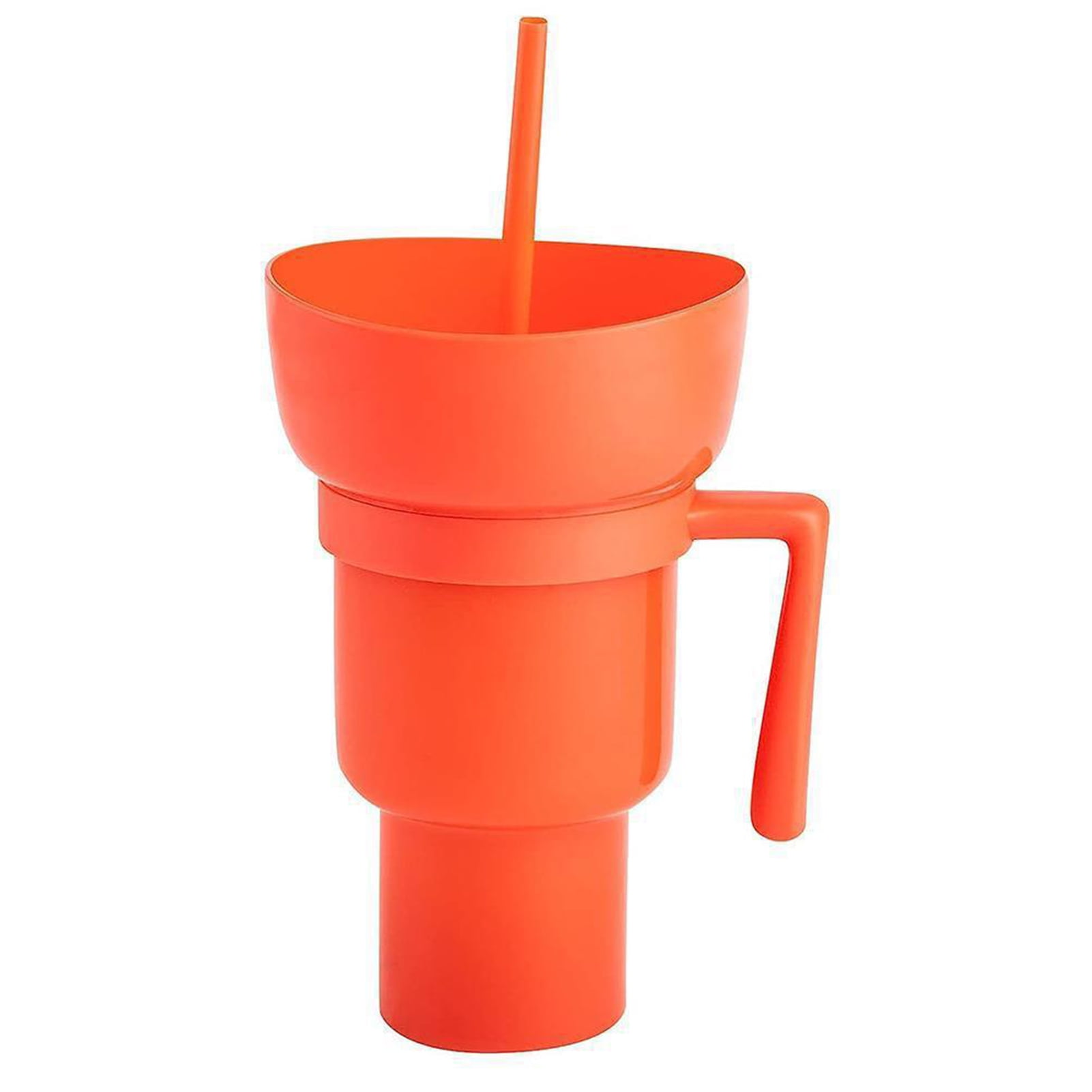 Shebeky Popcorn Drink Cup Stadium Tumbler with Snack Bowl 2 In 1 Snack