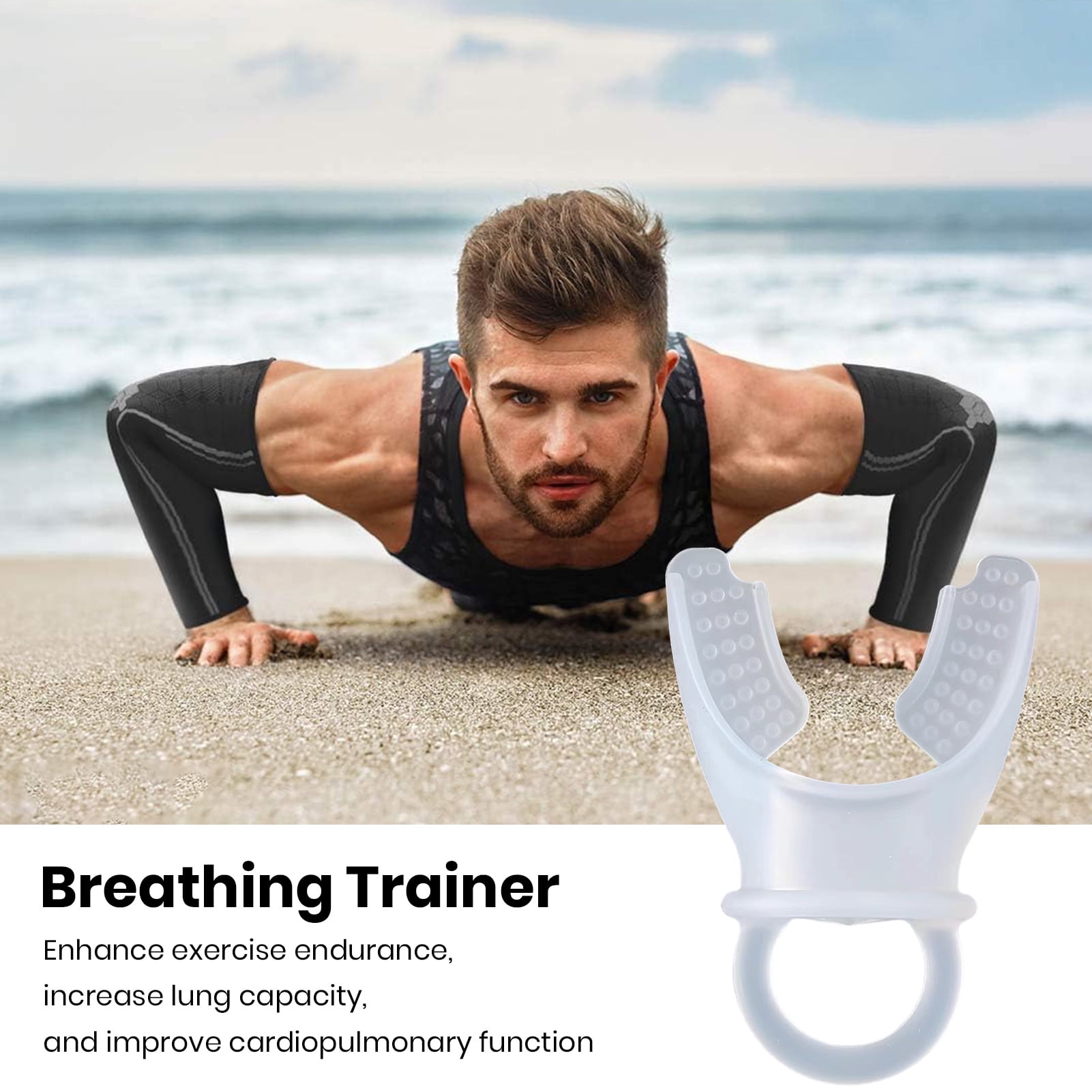Shebeky Portable Breathing Trainer with Finger Ring Adjustable Resistance Men Women Oral Muscles