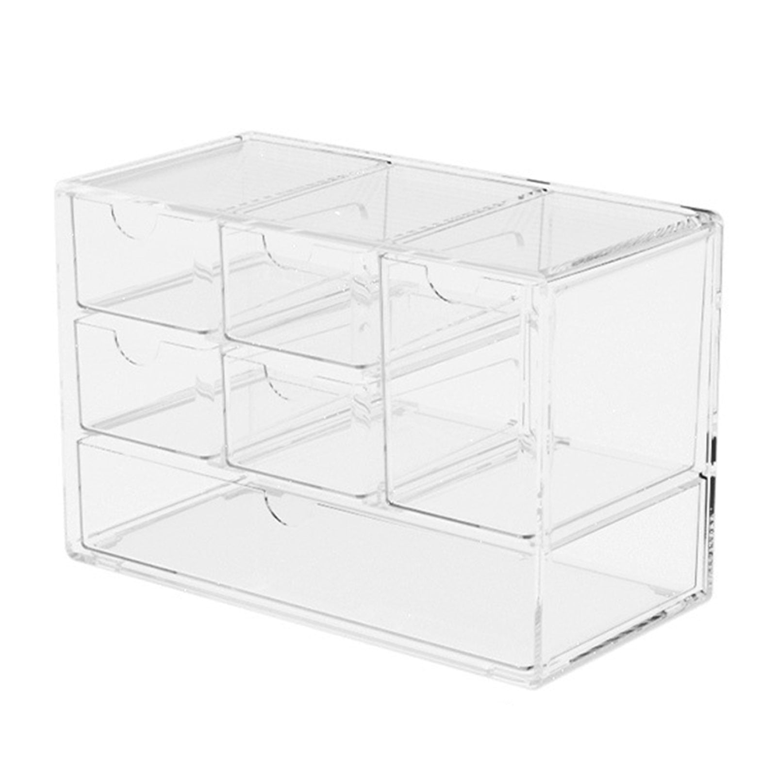 Shebeky Transparent Storage Box 3 Tiers 6 Compartments Jewelry Cosmetic 