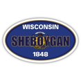 thumbnail image 1 of Sheboygan City Wisconsin State Flag | WI Flag Sheboygan County Oval State Colors Bumper Sticker Car Decal 3x5 inches, 1 of 3