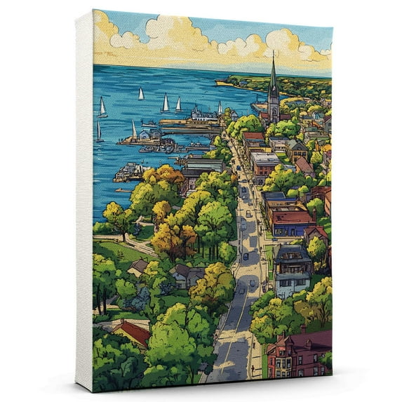 Sheboygan Travel Canvas, Vintage City Canvas Wisconsin Canvas Wall Art, Sheboygan Canvas Colorful, Wisconsin Picture Canvas - 104AZ1272