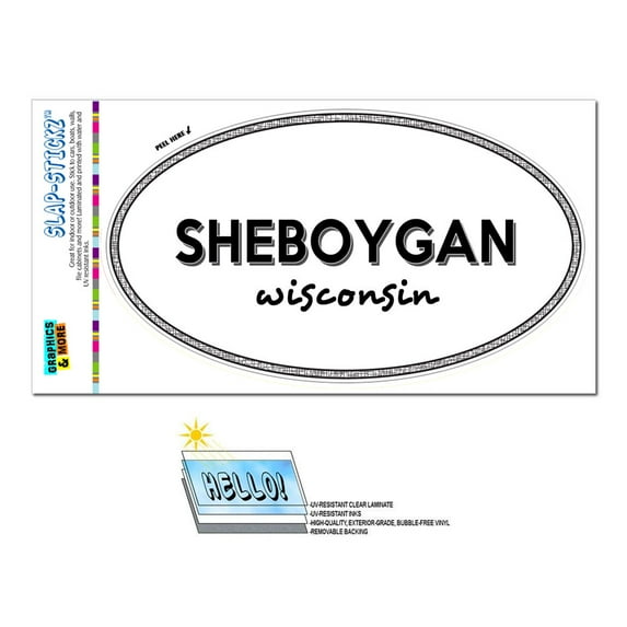 Sheboygan, WI - Wisconsin - Black and White - City State - Oval Laminated Sticker
