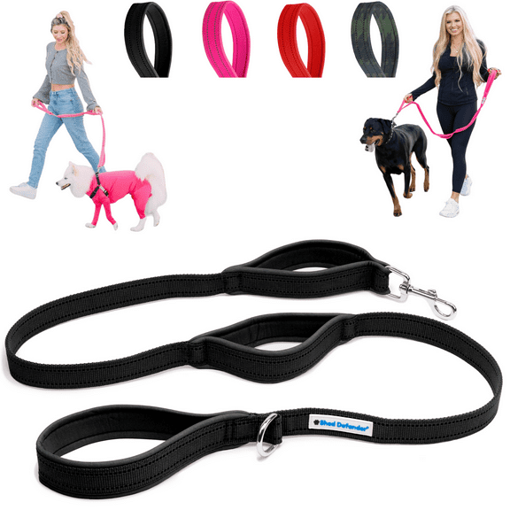 Shed Defender 5 ft. Dog Leash - Three Padded Handles - Dual Layered Thickness for Extra Strength - Reflective Stitching - Large & Small Dogs - Training Lead - Two Handle Leash
