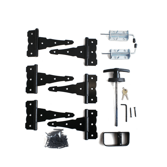 Shed Windows and More Colonial T Hinges 5", T Handle, 6 Piece Hinge Double Door Hardware