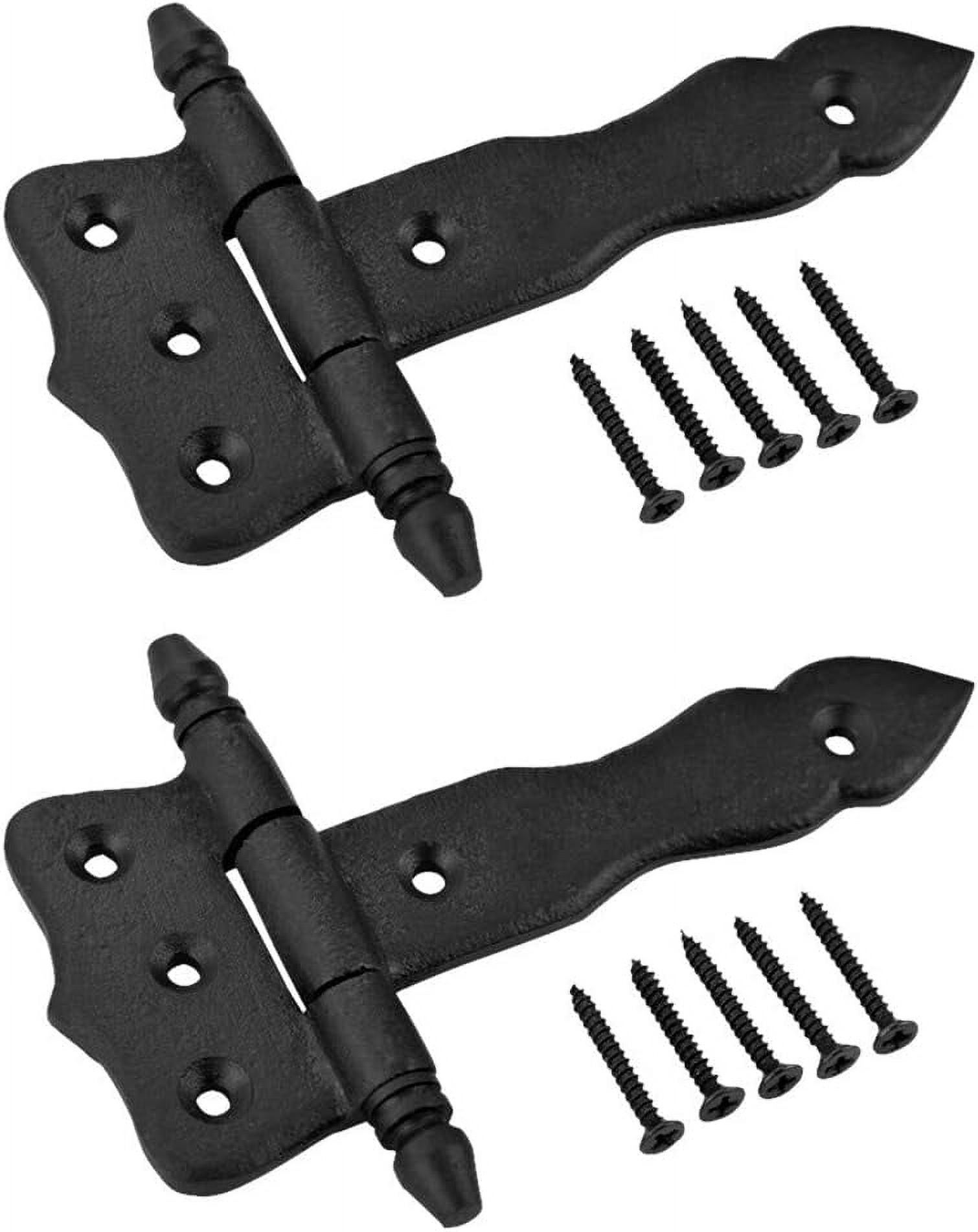 Shed Door Hinge 5 In. Black Wrought Iron Antique Decorative Flush Mount