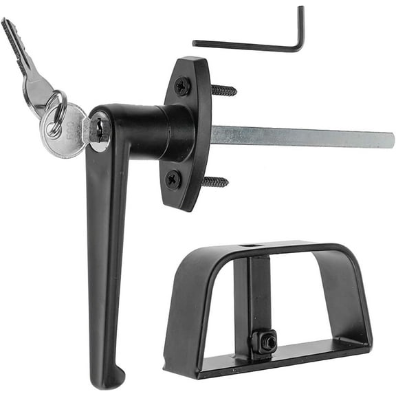 Shed Door Latch L-Handle Lock Kit with 2 Keys, 4-1/2" Pole Shed Lock Barn Door Lock Playhouse Lock & Chicken Coop Lock, Storage Barn Shed Door Lock for Shed, Gate, Barn, Garage