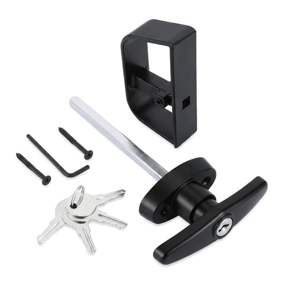 Shed Door Latch T-Handle Lock Kit with 4 Keys,Storage Barn Shed Door Hardware Lock Set 4½" and 5½" Stem