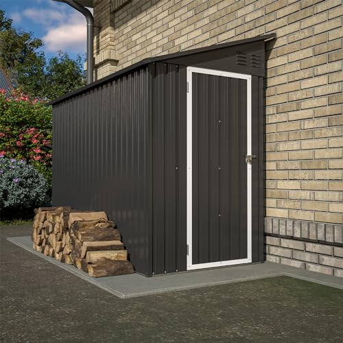 Shed Lean to Storage Shed, Outdoor 4' x 8' Metal Wall Side Storage Sheds & Outdoor Storage, Garden Storage Cabinet for Backayrd, Patio and Outdoor Use,Black