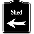 thumbnail image 1 of Shed Left Arrow BLACK Aluminum Composite Sign, 20"x24", 1 of 5