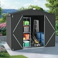 thumbnail image 1 of Seizeen 8x6ft Metal Storage Shed, All-Weather Outdoor Utility Shed with Air Vent, Lockable Doors, Sloped Top, Walk-in Garden Tool Shed for Bike Storage, 1 of 9