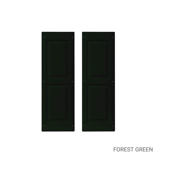 Shed Shutters Raised Panel 12" W x 36" H, Forest Green for Sheds, Playhouses, and Chicken Coops 1 Pair(RP1236FG-BX2)