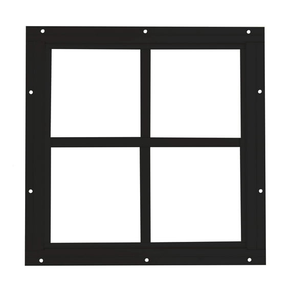 Shed Window 12" W x 12" H, Square Gable Flush Mount Black for Sheds, Playhouses, and Chicken Coops 1 PK (W1212BLK-BX1)