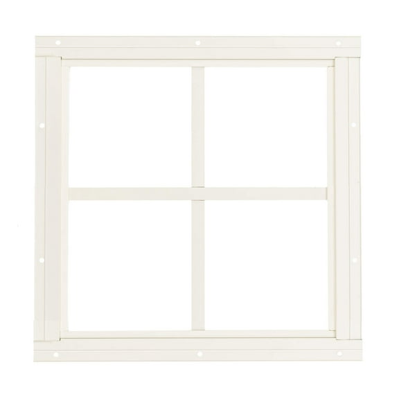 Shed Window 12" W x 12" H, Square Gable Flush Mount White for Sheds, Playhouses, and Chicken Coops 1 PK (W12X12W4G-WS)