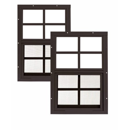 Shed Window 12" W x 18" H, Flush Mount Brown for Sheds, Playhouses, and Chicken Coops 2 PK (W1218BR-BX2)