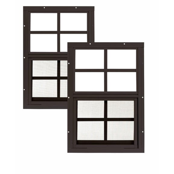 Shed Window 12" W x 18" H, Flush Mount Brown for Sheds, Playhouses, and Chicken Coops 2 PK (W1218BR-BX2)