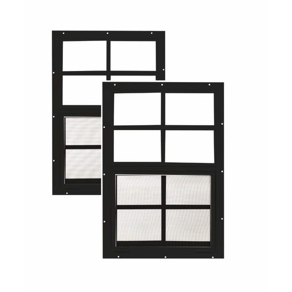 Shed Window 14" W x 21" H, Flush Mount Black for Sheds, Playhouses, and Chicken Coops 2 PK (W1421BLK-BX2)