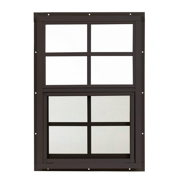 Shed Window 14" W x 21" H, Flush Mount Brown for Sheds, Playhouses, and Chicken Coops 2 PK (W1421BR-BX2)