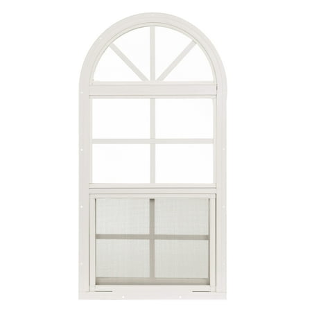 Shed Window 14" W x 28" H, Flush Mount Arch Top White for Sheds, Playhouses, and Chicken Coops 1 PK (WRT1421W-BX1)
