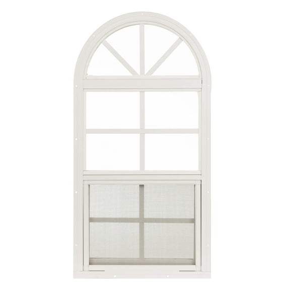 Shed Window 14" W x 28" H, Flush Mount Arch Top White for Sheds, Playhouses, and Chicken Coops 2 PK (WRT1421W-BX2)