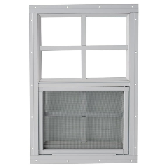 Shed Window 14x21 White - Vertical Slider with Tempered Glass & Bug Screen.