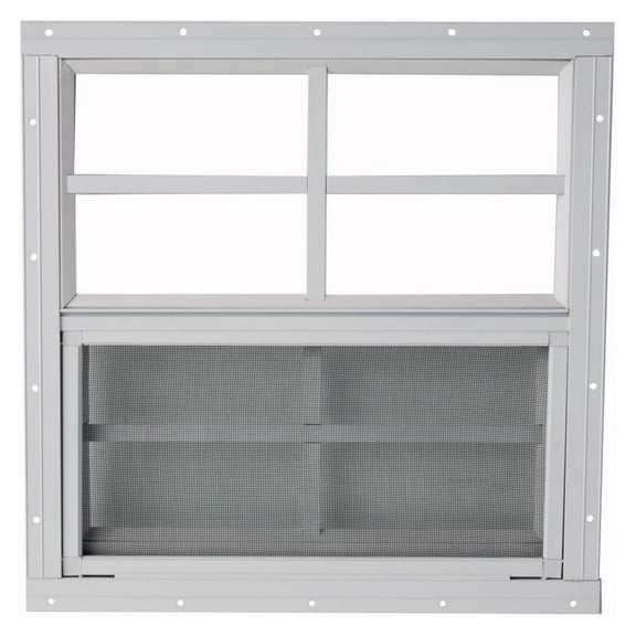 Shed Window 16x16 White - Vertical Slider with Tempered Glass & Bug Screen