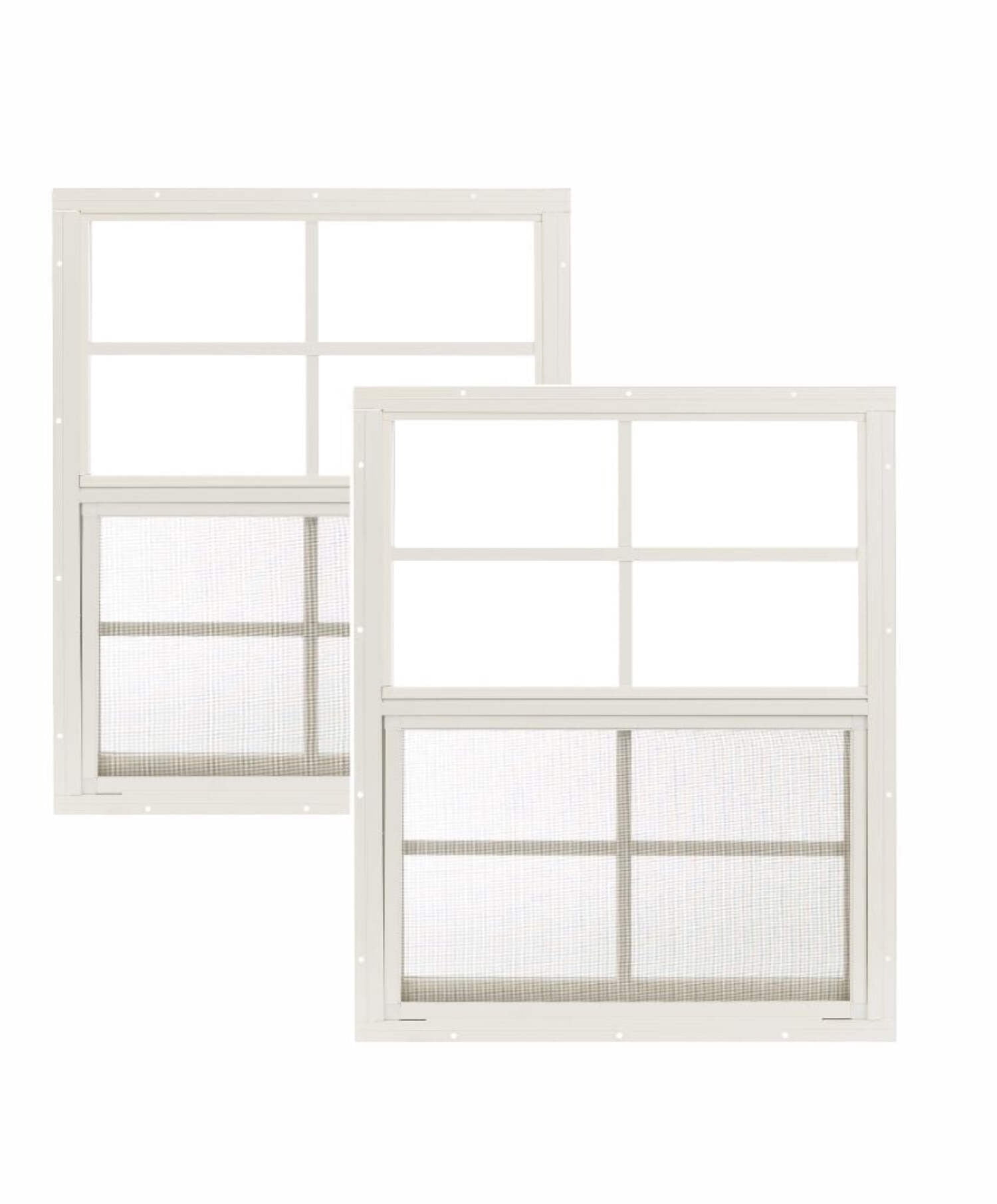 Shed Window 18" W x 23" H, Flush Mount White for Sheds, Playhouses, and Chicken Coops 2 PK (W1823W-BX2)
